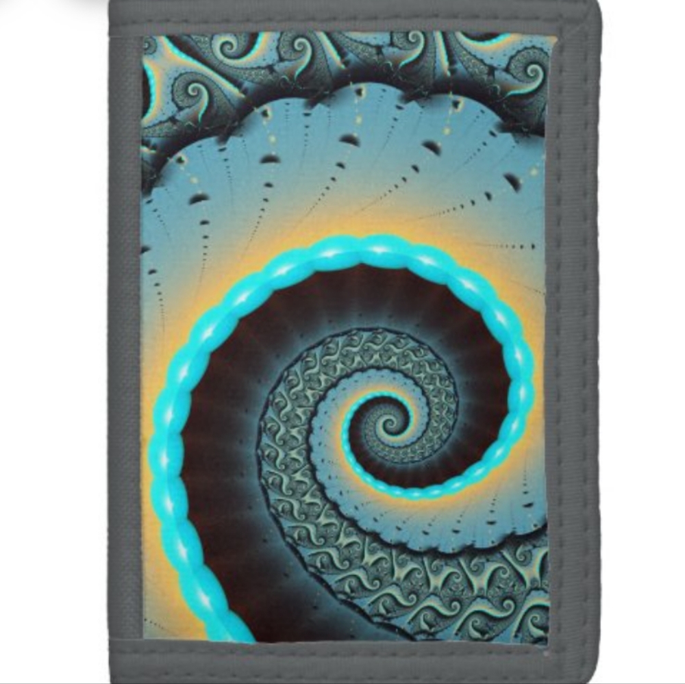 Abstract  Trifold walleAbstract Nylon Trifold Wallet Blue Orange Fractal